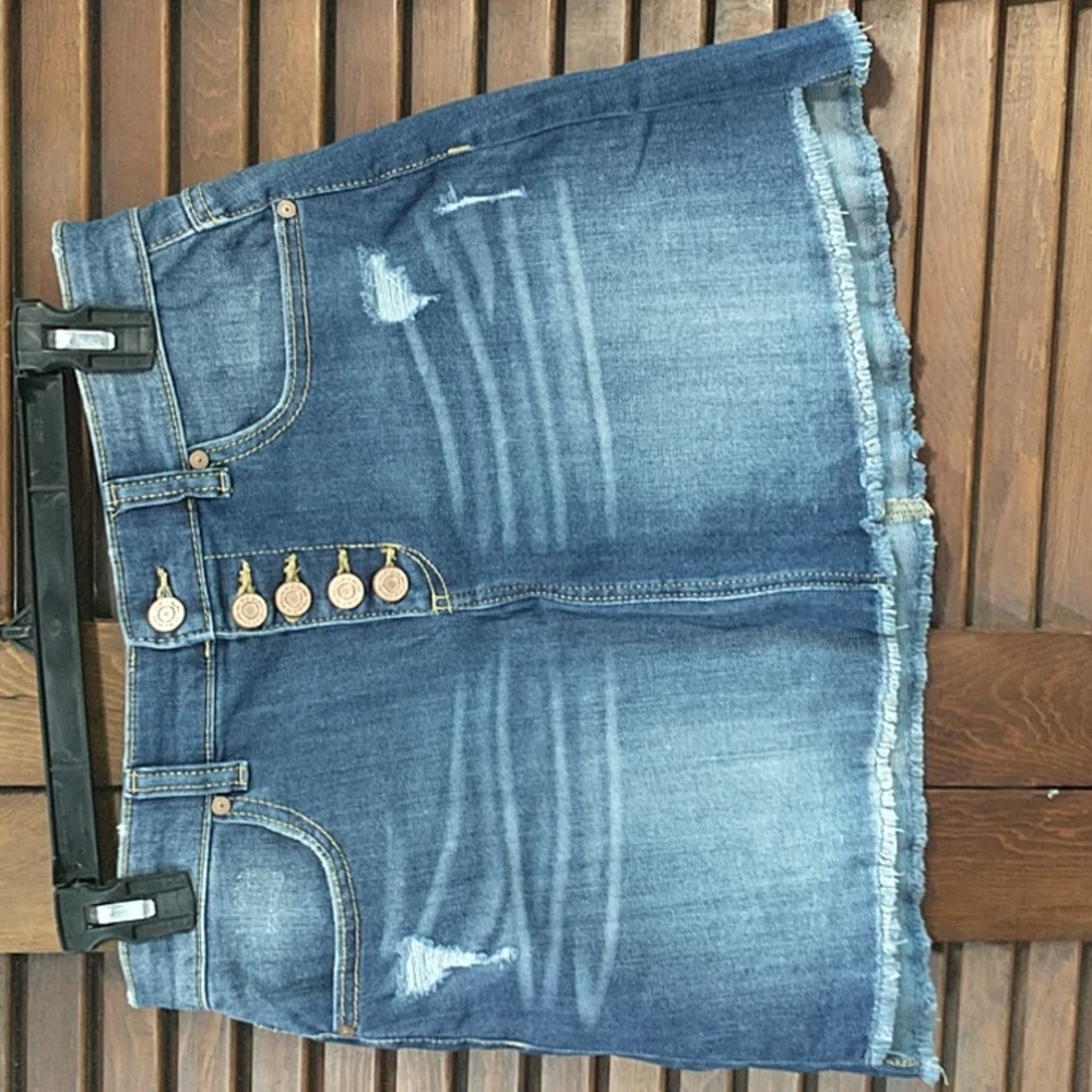 Indigo Rein Denim Button Fly Jean Denim Skirt Size 5/26 NEW! NWT